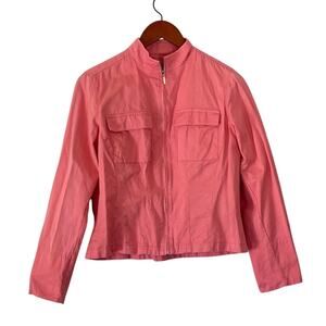 VTG Y2K Pink Cotton Evan-Picone Moto/Utility Style Zip Up Jacket, Size S